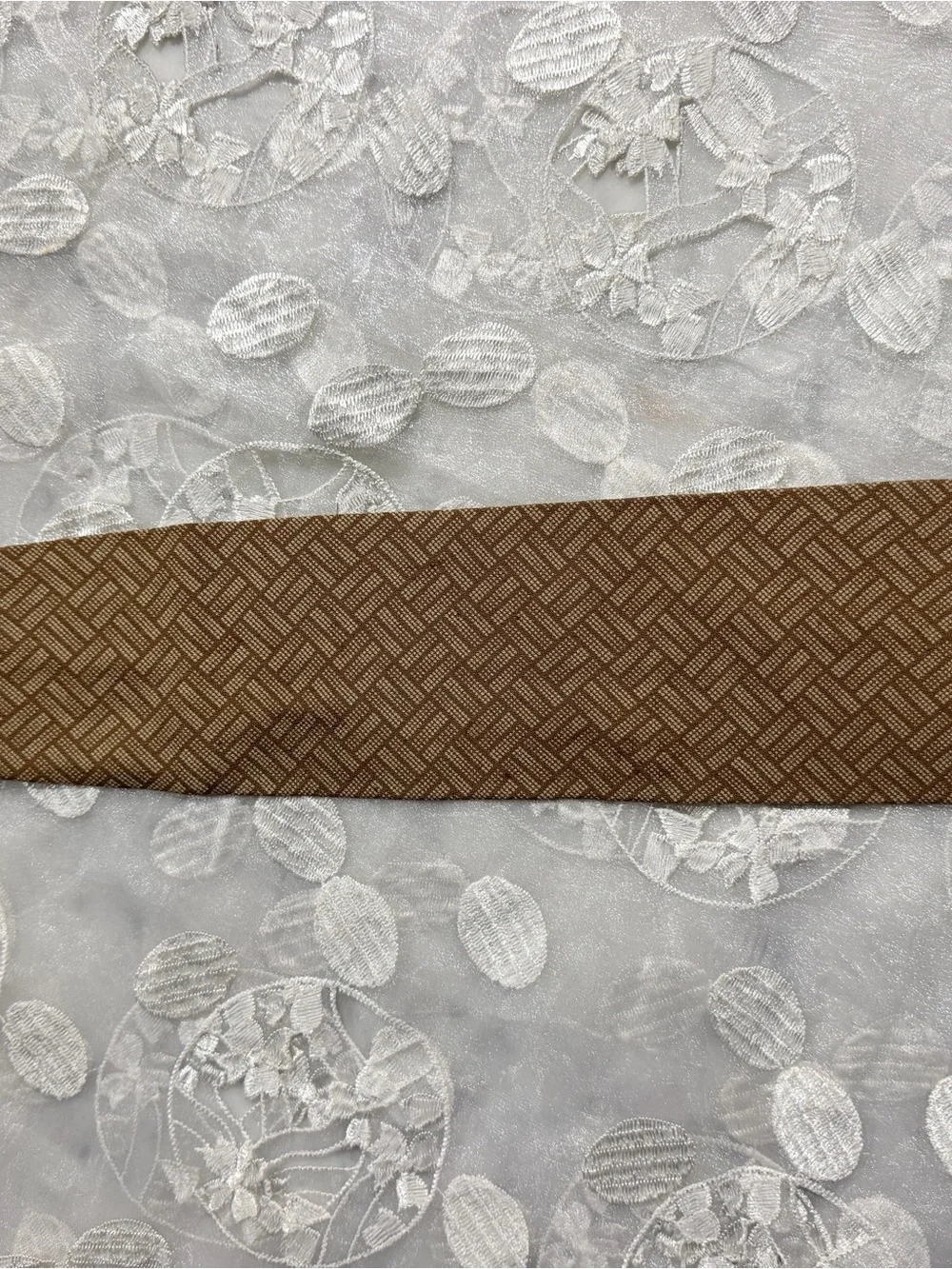 Giorgio Armani Tan Brown Geometric Silk Tie